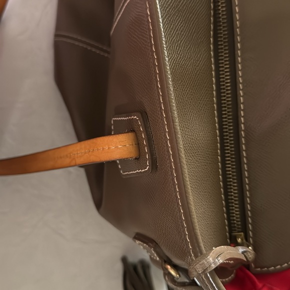 Dooney & Bourke Davis Leather Tote Bag Olive Green Zipper Preowned - Picture 13 of 16